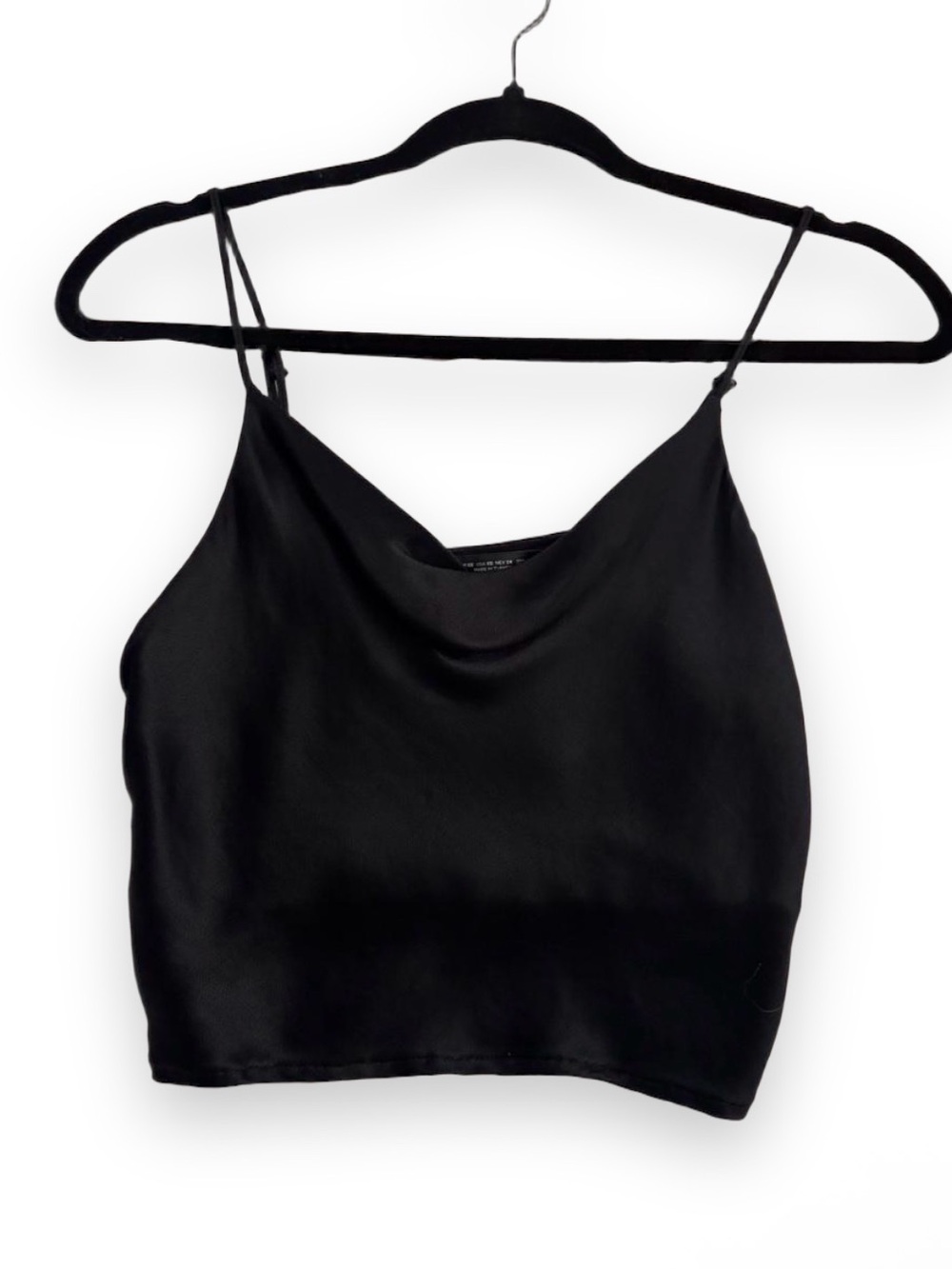 Zara Black Satin Cowl Tank Top